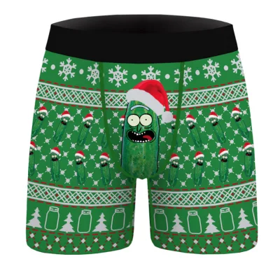 Cuecas boxer masculinas calções de Natal roupa íntima masculina para homens padrão de impressão