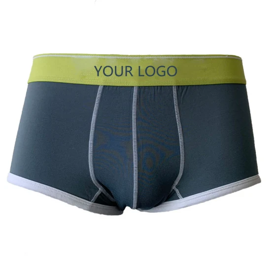 Boxer de malha com logotipo personalizado para roupas íntimas masculinas