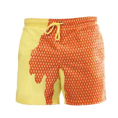 Shorts de praia com mudança mágica de cor, calções de banho masculinos para o verão, roupa de banho de secagem rápida, calça de praia